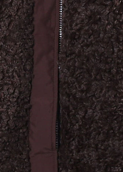 Chocolate Faux Fur Beach Vest Zip Up Sleeveless
