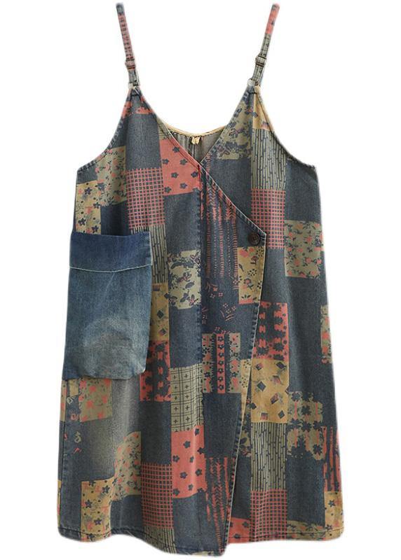Italian Plaid Tunics Spaghetti Strap Loose Spring Dress