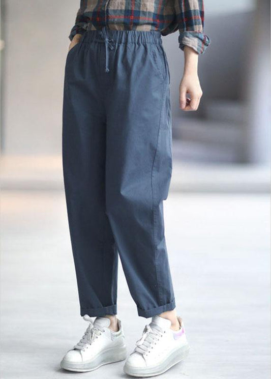 Navy Pockets Tie Waist Harem Fall Pants
