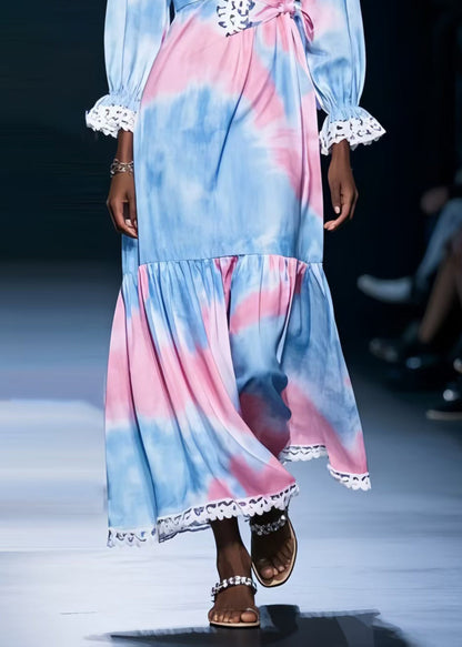 Rainbow Tie Dye Chiffon Holiday Dress Spring