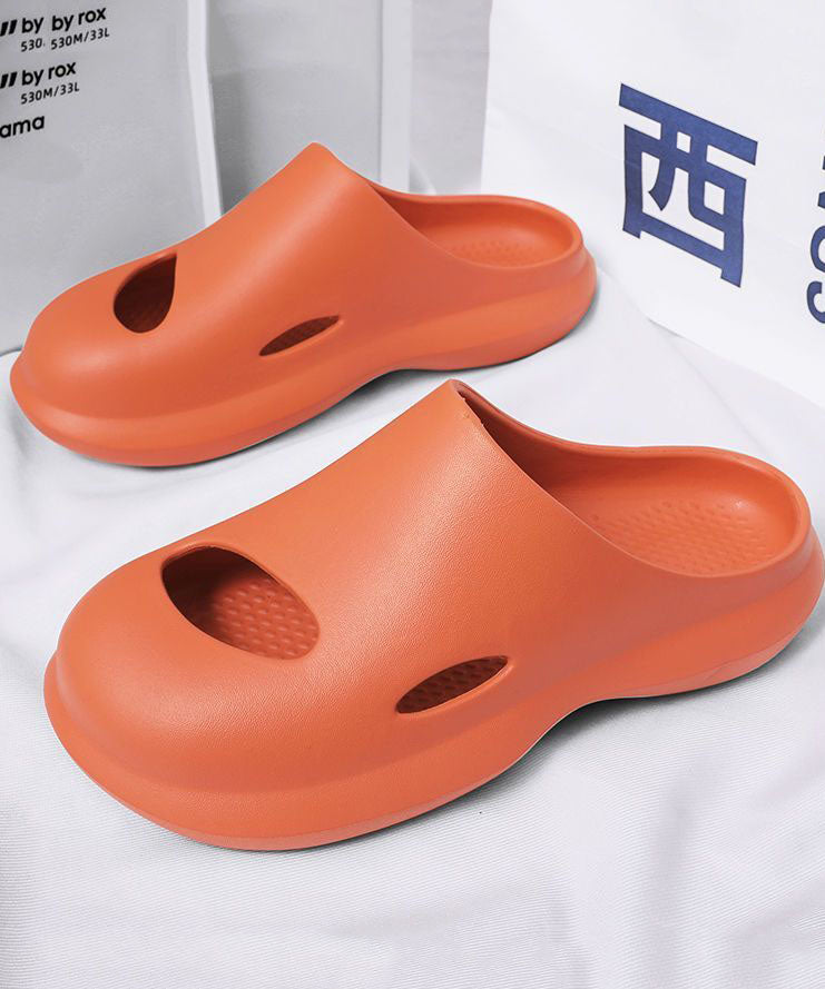 Comfy Orange Hollow Out Slippers Shoes for