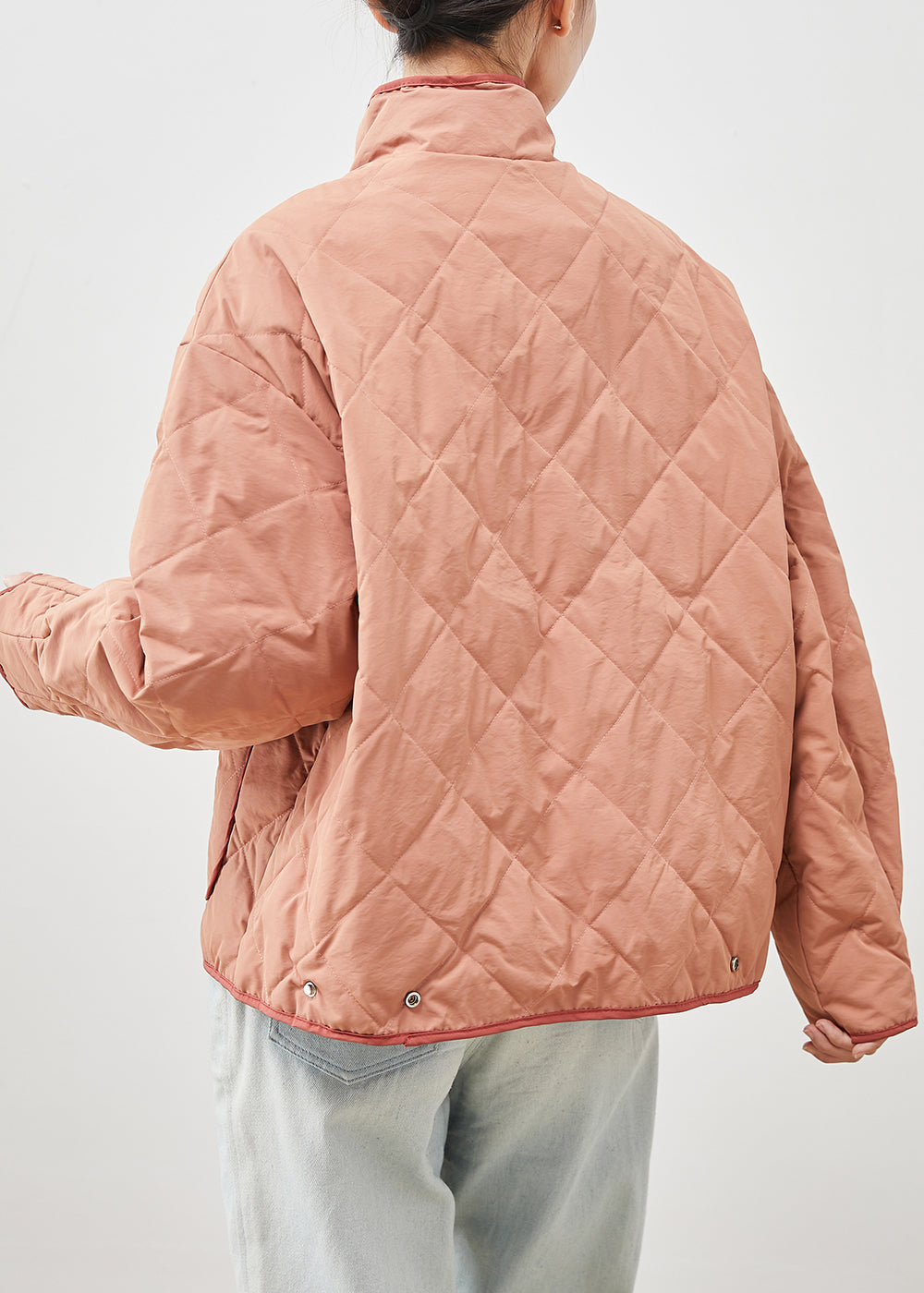 Brick Red Oversized Pockets Fine Cotton Filled Puffer Jacket Winter