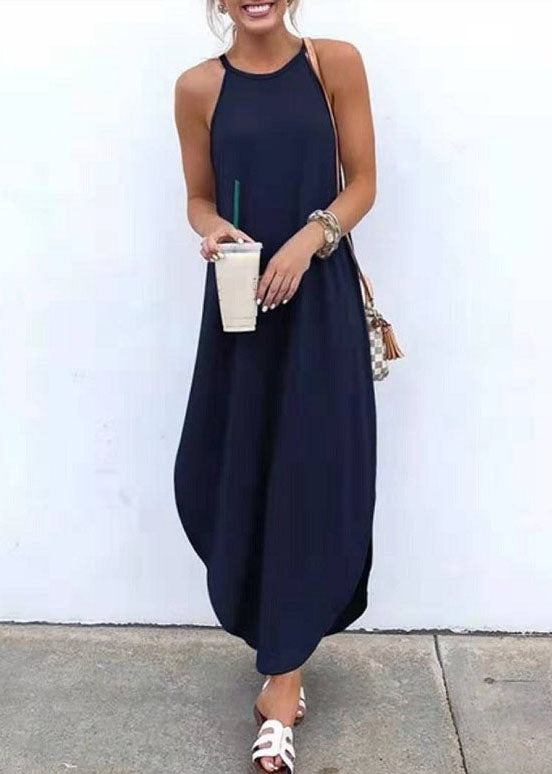 Sleeveless Straps High Low Hem Causal Maxi Dress