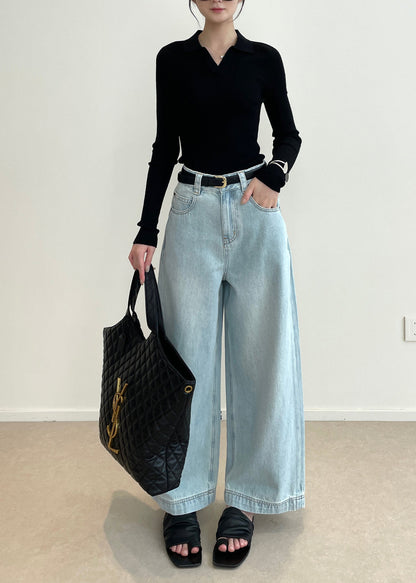 Black V Neck Silm Fit Knit Tops Spring