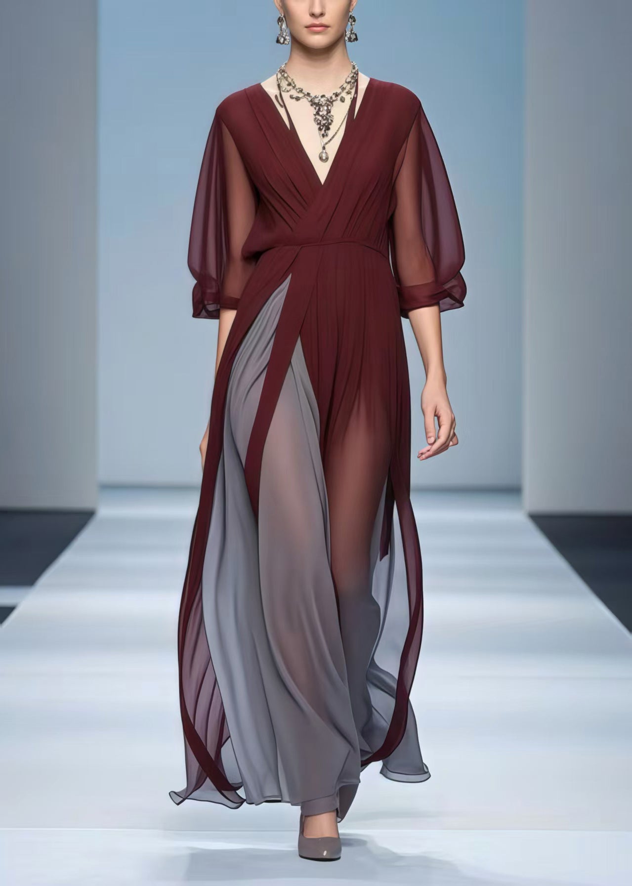 Mulberry Patchwork Exra Large Hem Draping Dress Summer
