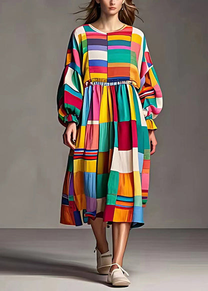 Diy Rainbow Cinched Striped Cotton Dress Fall