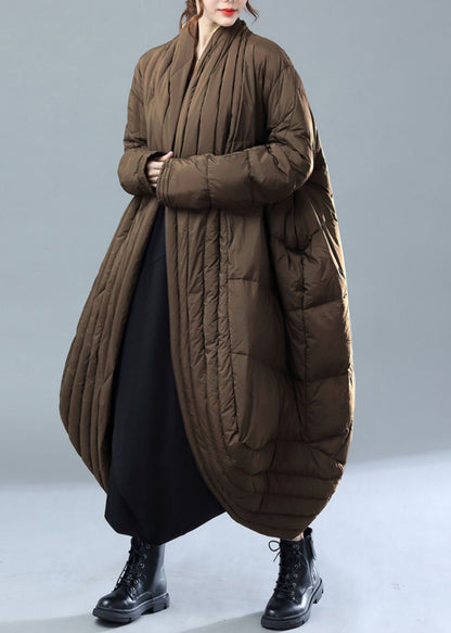 Chocolate Warm Duck Down Witner Coats Side Open