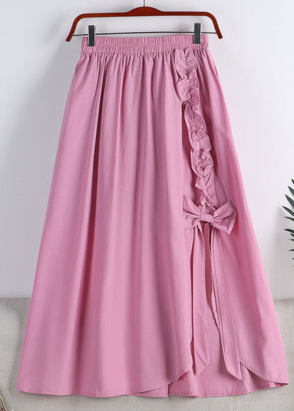 Vogue Green Asymmetrical Elastic Waist Ruffled Bow a Line Skirt Summer