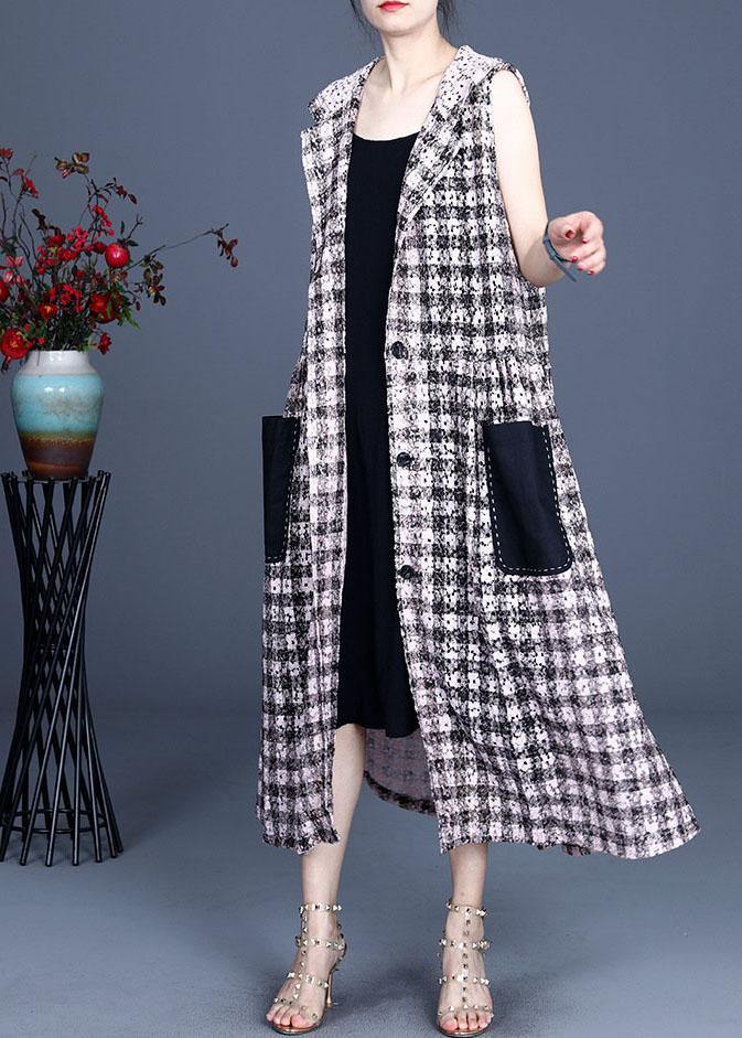 Fine Khaki Hooded Summer Loose Coat Sleeveless