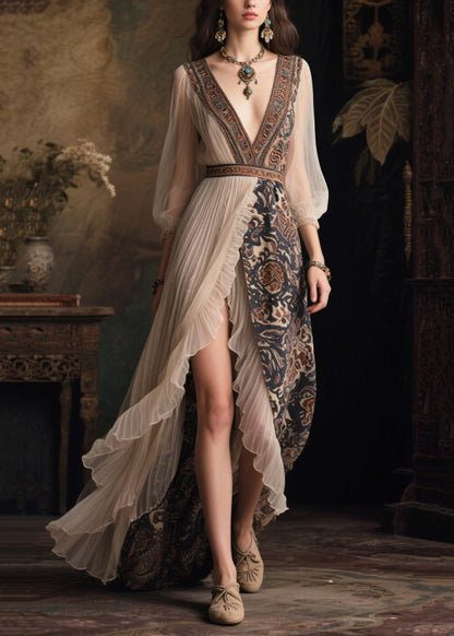 Asymmetrical Side Open Chiffon Dinner Dresses Summer