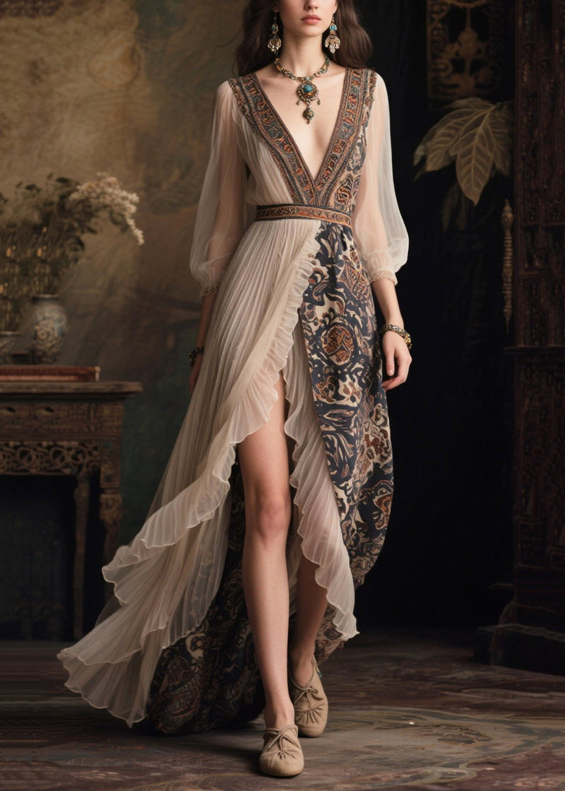 Asymmetrical Side Open Chiffon Dinner Dresses Summer