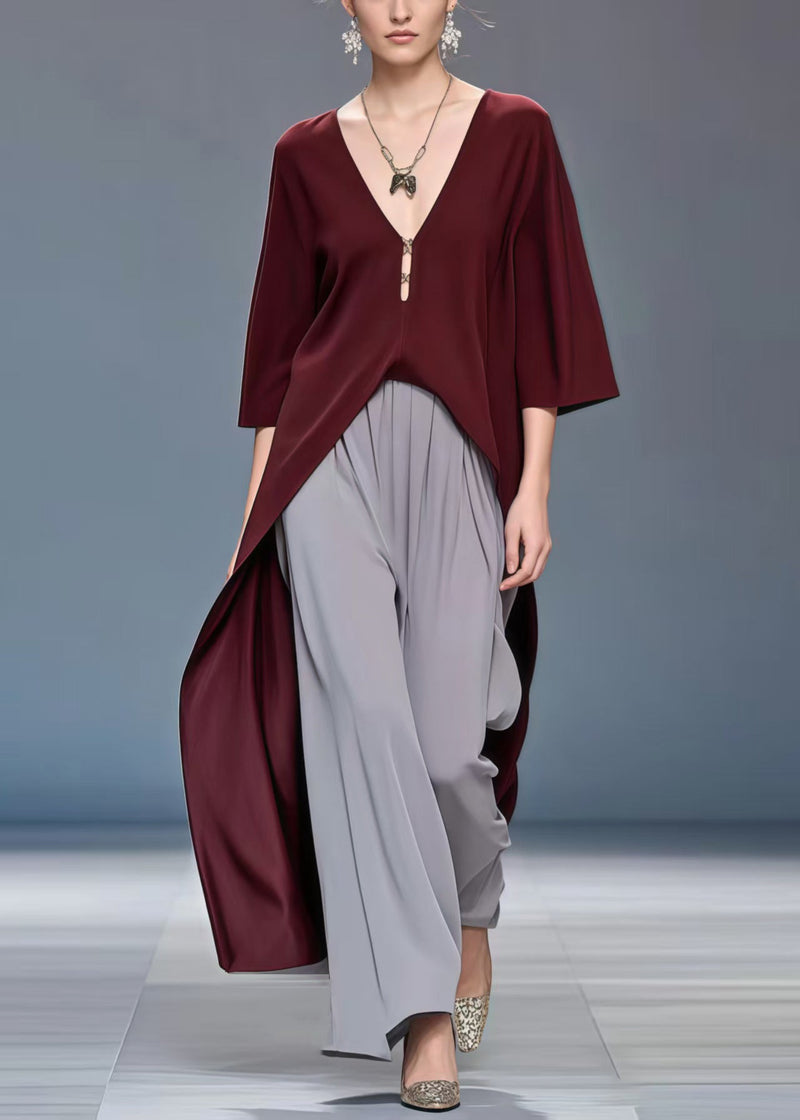 Mulberry Low High Design Draping Silk Top Bracelet Sleeve