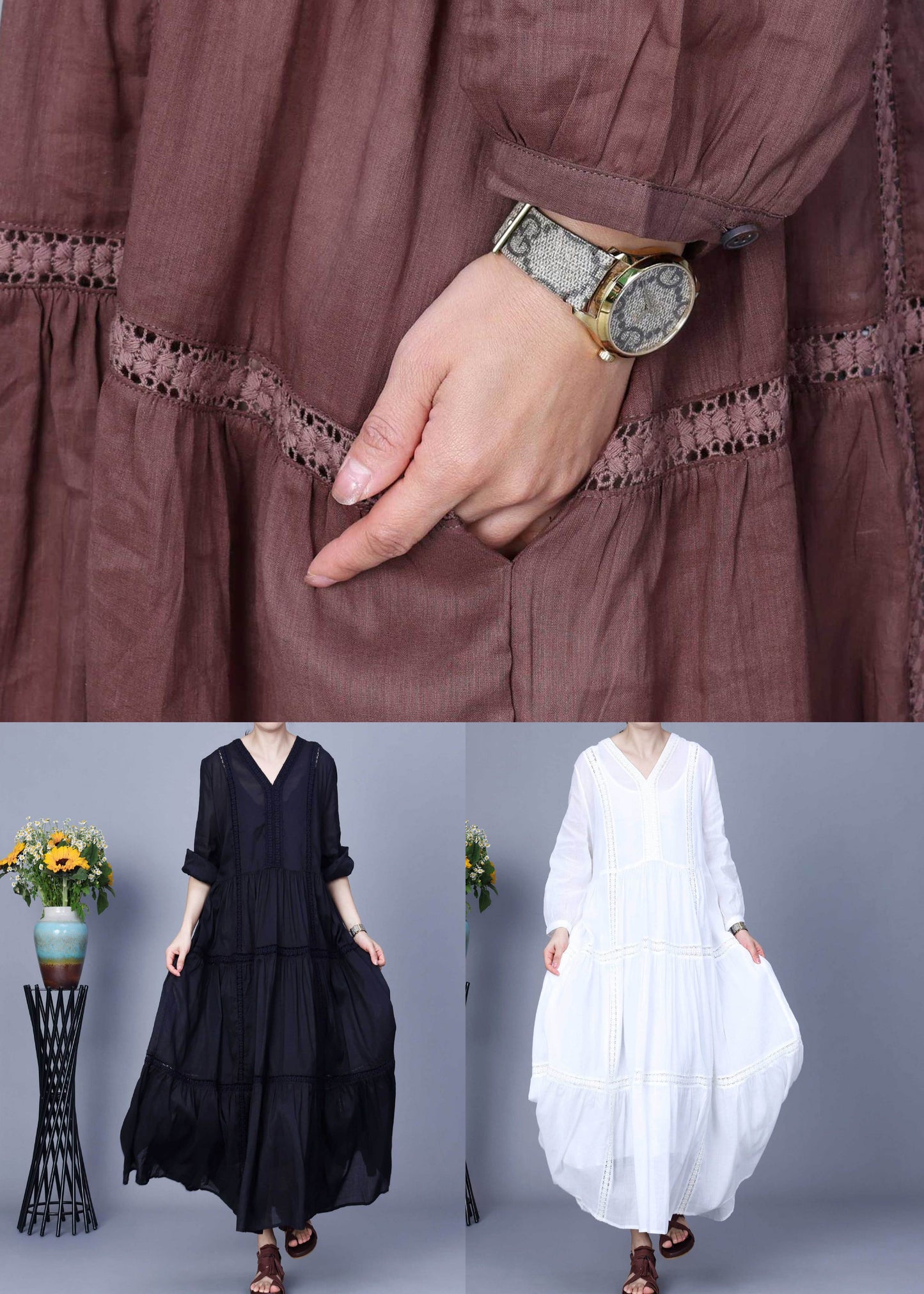 New White Pockets Linen Two Pieces Set Spring