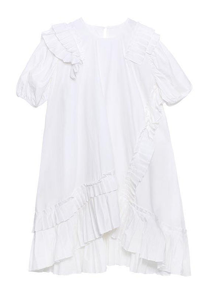 Black Puff Sleeve Asymmetrical Design Ankle Dress Summer