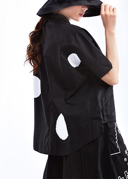 Black Dot Short Sleeve Cotton Shirts