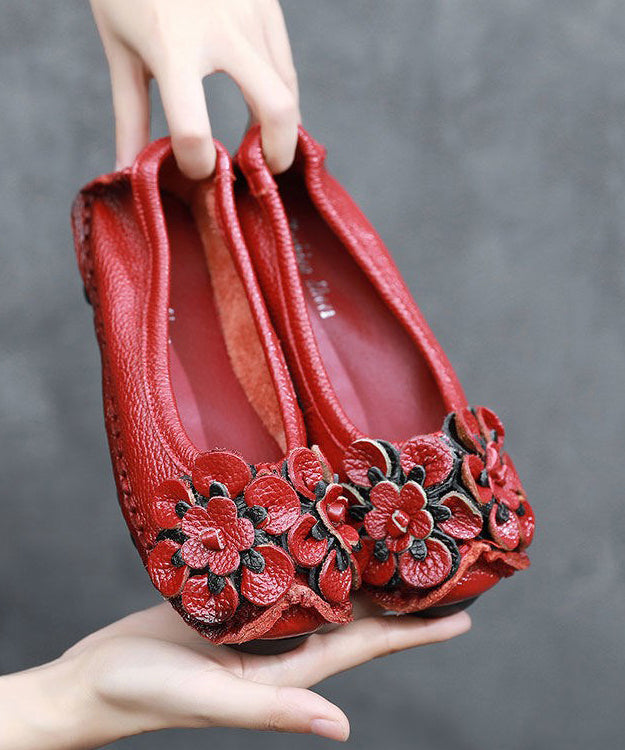 Black Cowhide Leather Splicing Flat Shoes for