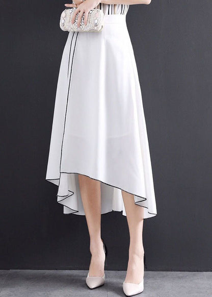 Black Asymmetrical Patchwork Chiffon Skirts Summer