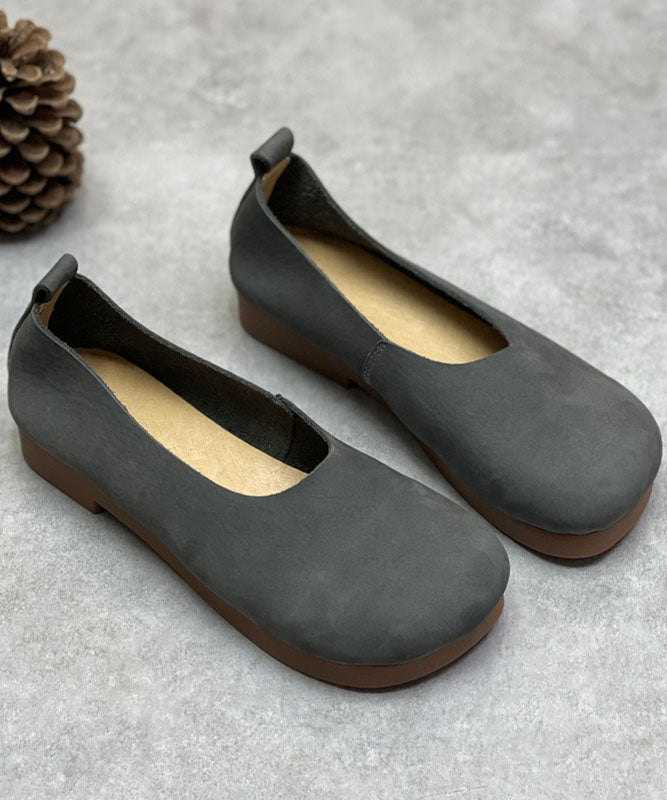 Chocolate Flat Shoes for Cowhide Leather Flat Feet Shoes