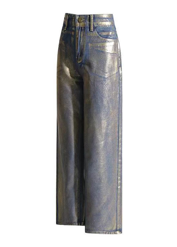 European and American Hot Stamping High Waisted Wide Leg Jeans Spring