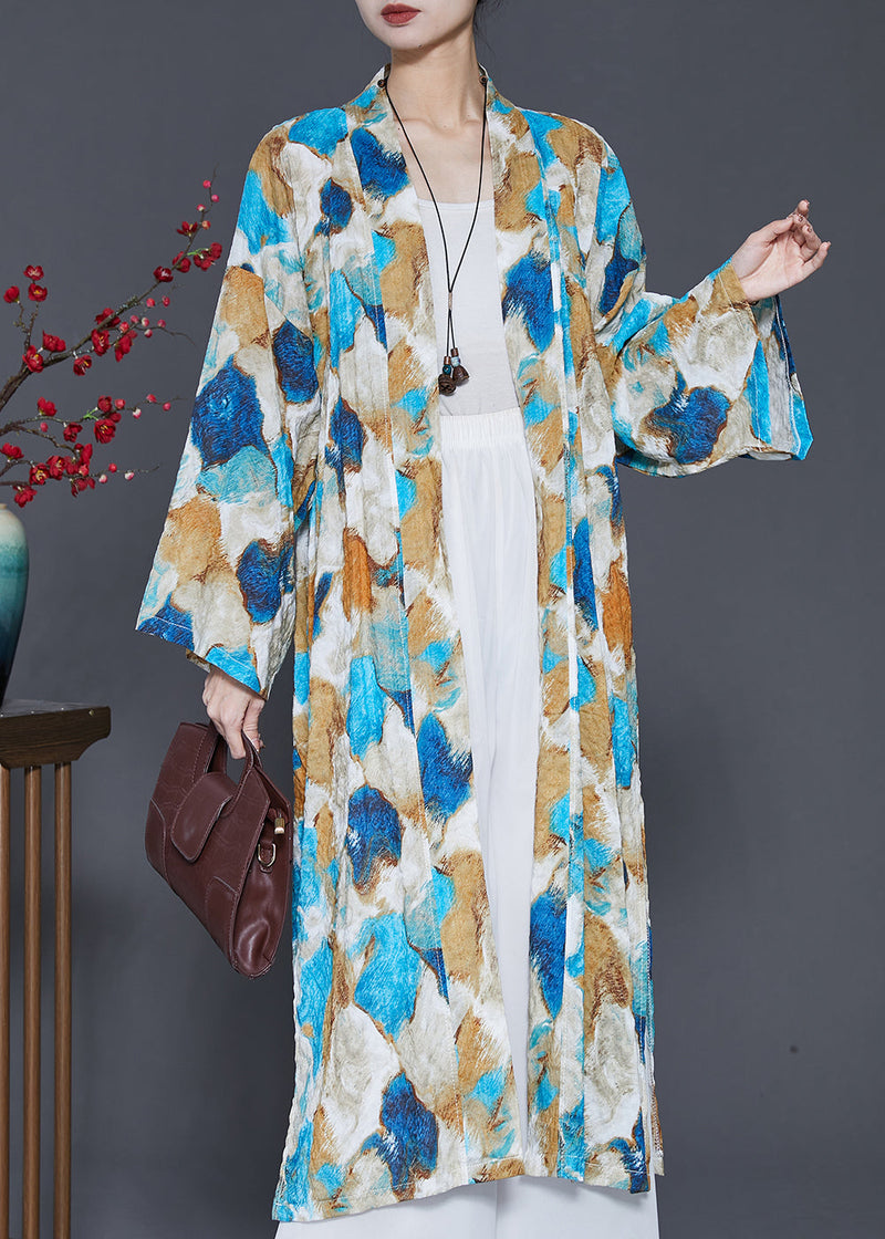 Blue Oversized Tie Dye Cotton Cardigans Spring
