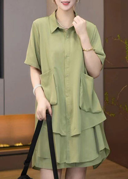 Fruit Green Oversized Patchwork Two-piece Set Summer