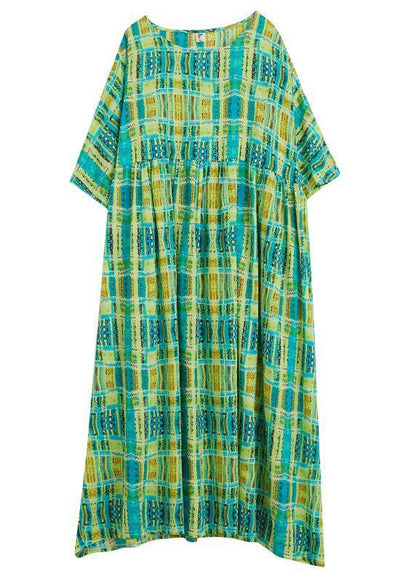 Green O-neck Half Sleeve Summer Holiday Dress