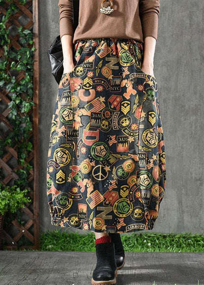 Elastic Waist Pockets Denim Skirts