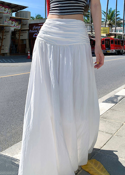 Art White Wrinkled Cotton Skirts Summer