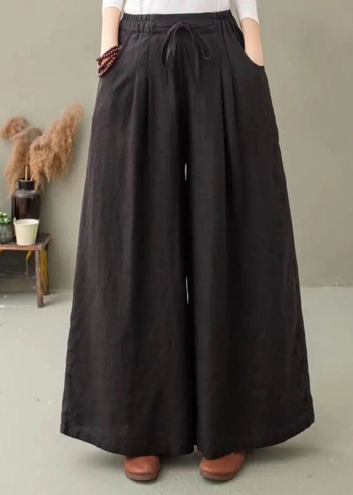 White Cinched Pockets Wide Leg Pants Spring