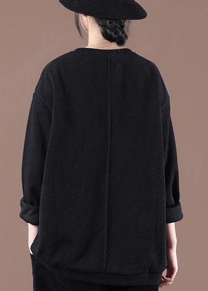 Modern Black Loose Sweatshirts Top