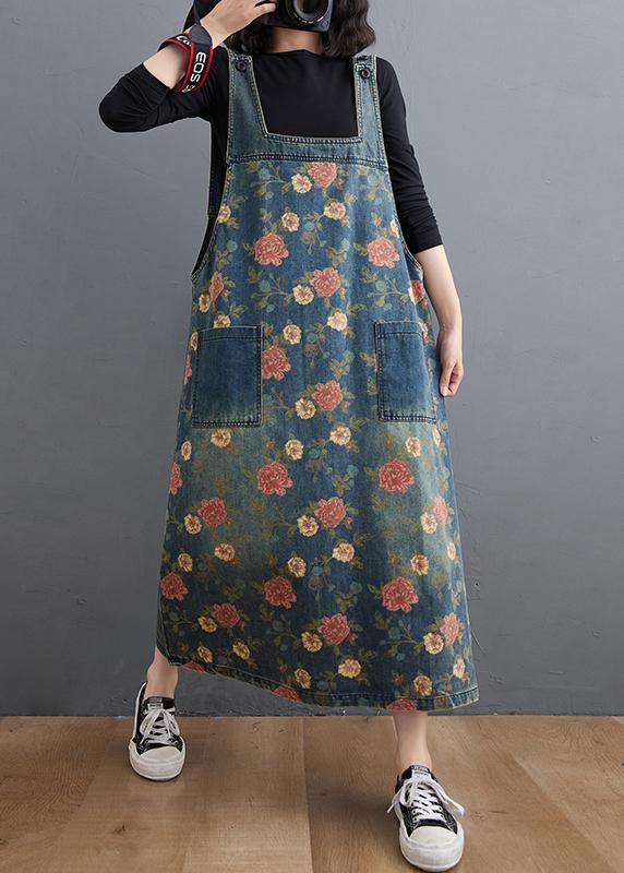 Denim Blue Print Dress Fall Denim Dress