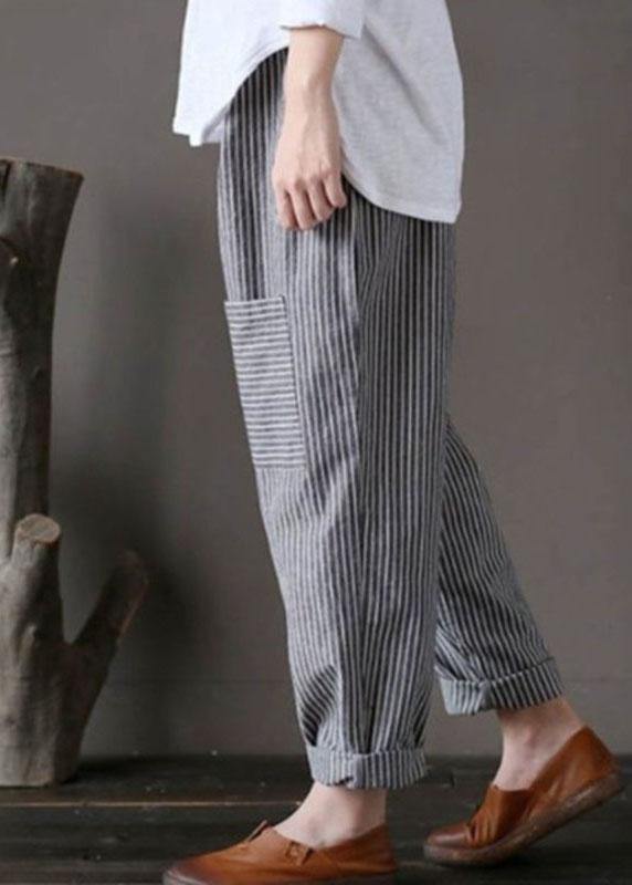 Stripe Elastic Waist Loose Harem Pants