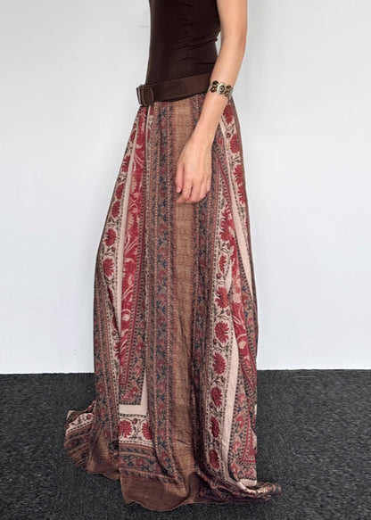 Print High Waist Cotton Maxi Skirts Summer