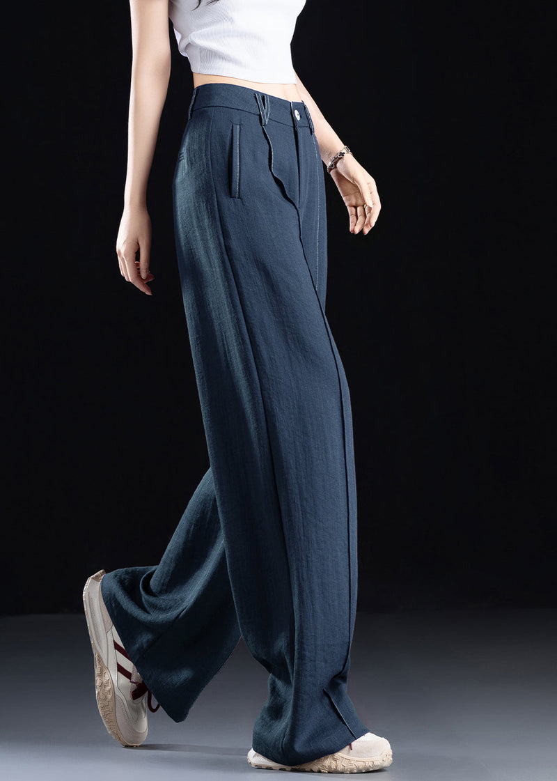 Simple Style Purple Pockets High Waist Cotton Pants Fall