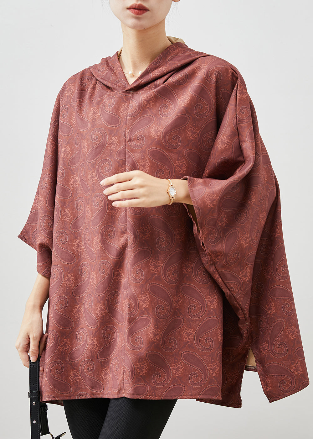 Loose Orange Hooded Print Cotton Shirts Spring