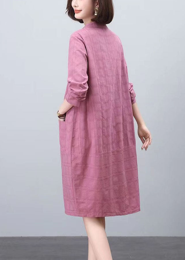Purple Jacquard Cotton Day Dresses Spring