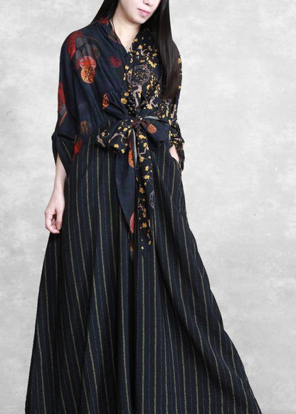 Luxy Black Linen Dress Long Caftan Gown