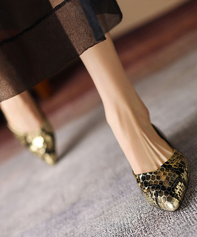 Black Flat Shoes for Sheepskin Splicing Pointed Toe