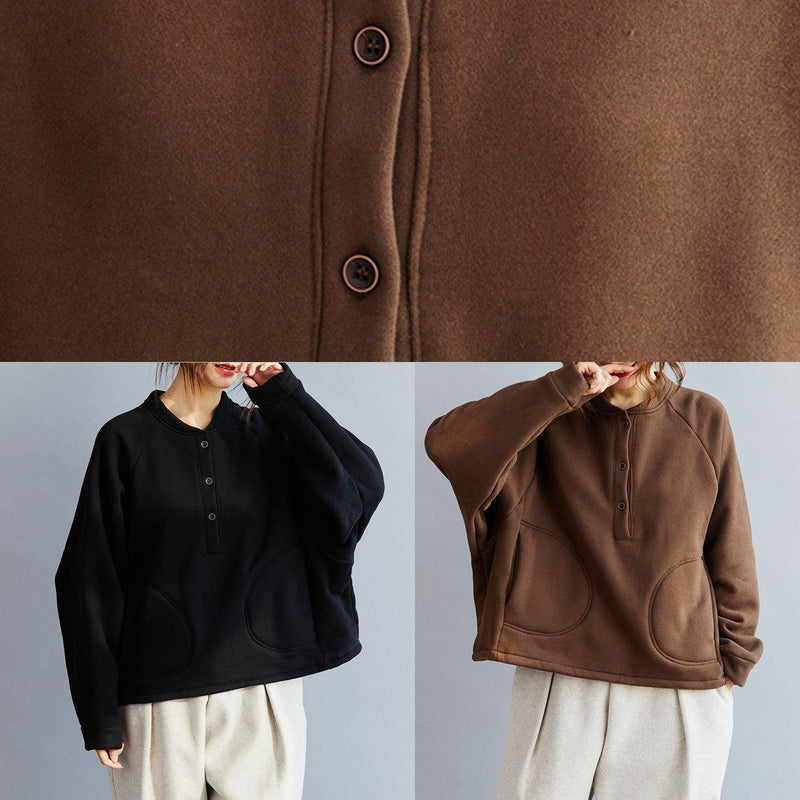 French Black Cotton Tops Blouses O Neck Art Spring Blouse