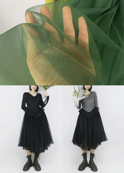 Black Asymmetrical Tulle Patchwork Cotton Dresses