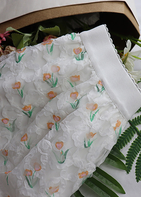 Green Elastic Waist Tulle Maxi Skirt Spring