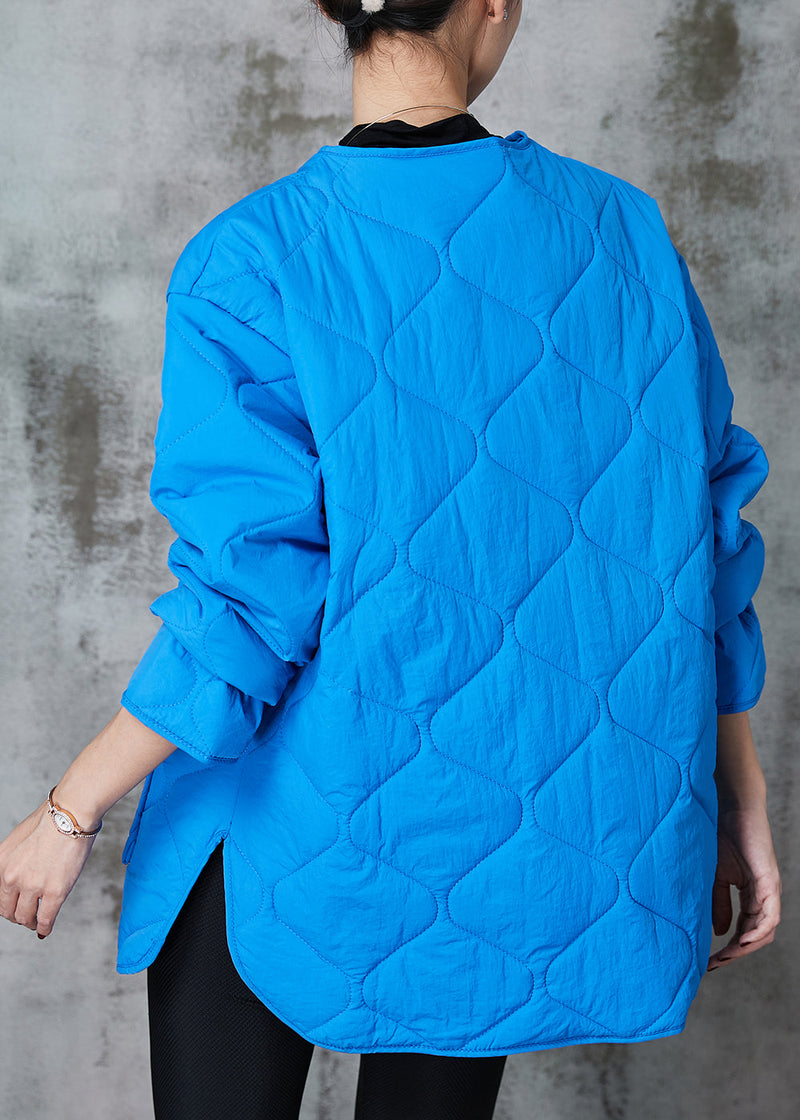 Blue Oversized Pockets Fine Cotton Filled Coats Spring