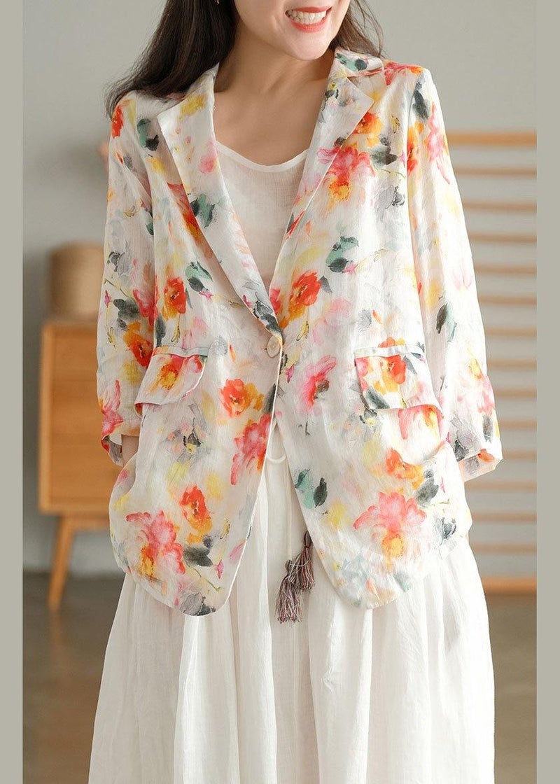 Print Pockets Summer Ramie Coat