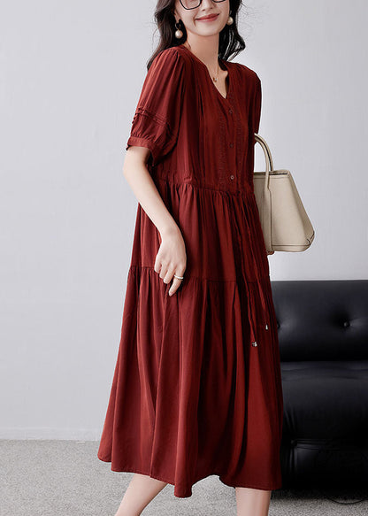 Mulberry Cinched Embroidered Cotton Dress Summer