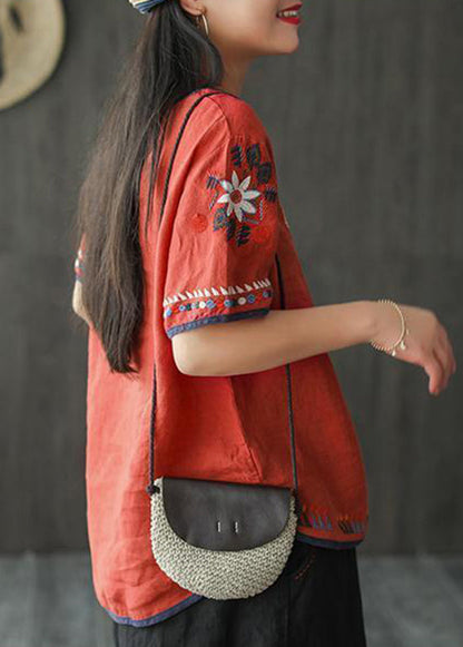 Loose White Embroidered Cotton T Shirt Summer