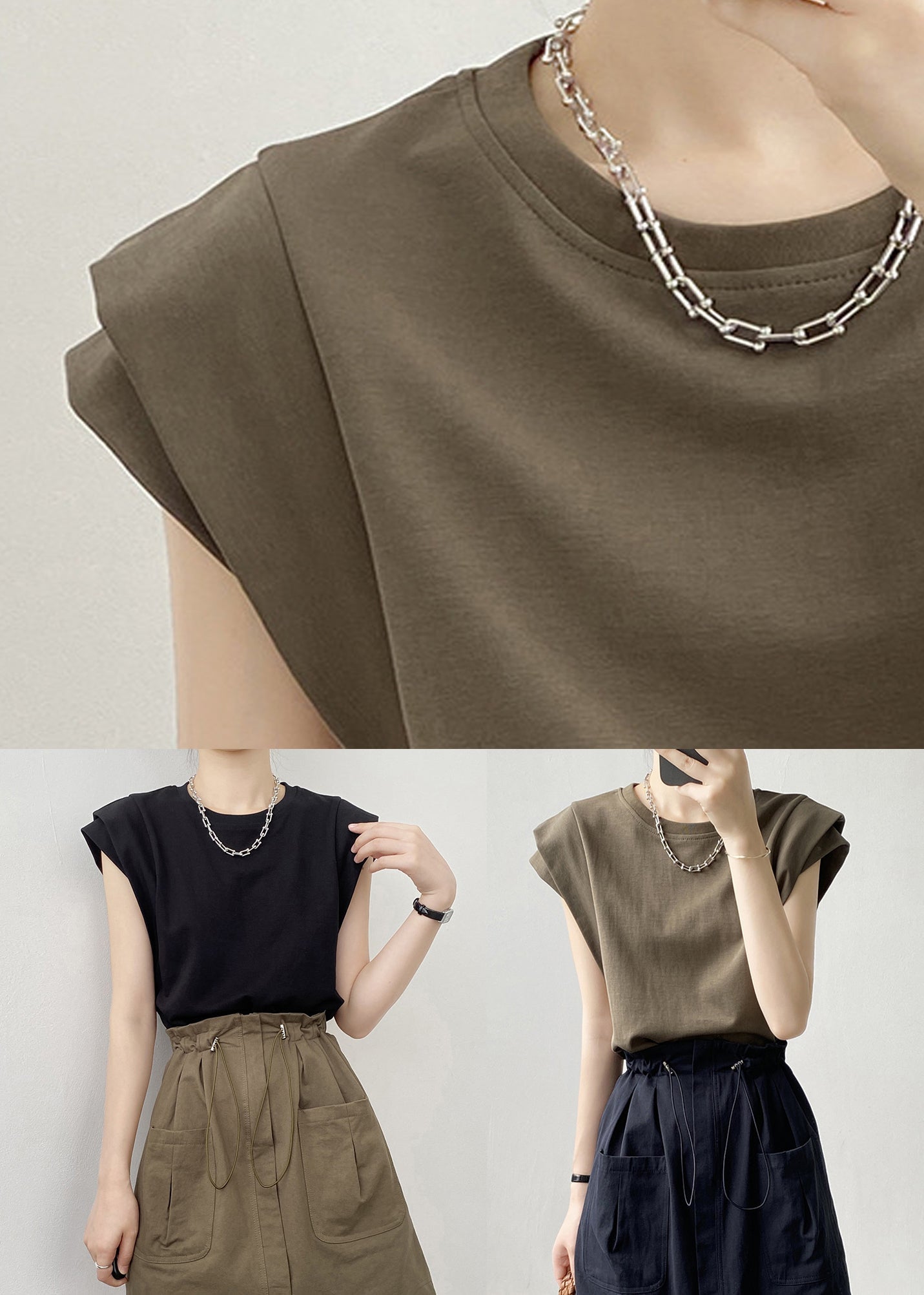 Army Green O Neck Cotton T Shirts Summer