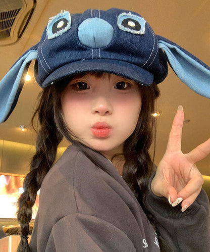 Cartoon Blue Big Ear Denim Breton Hat
