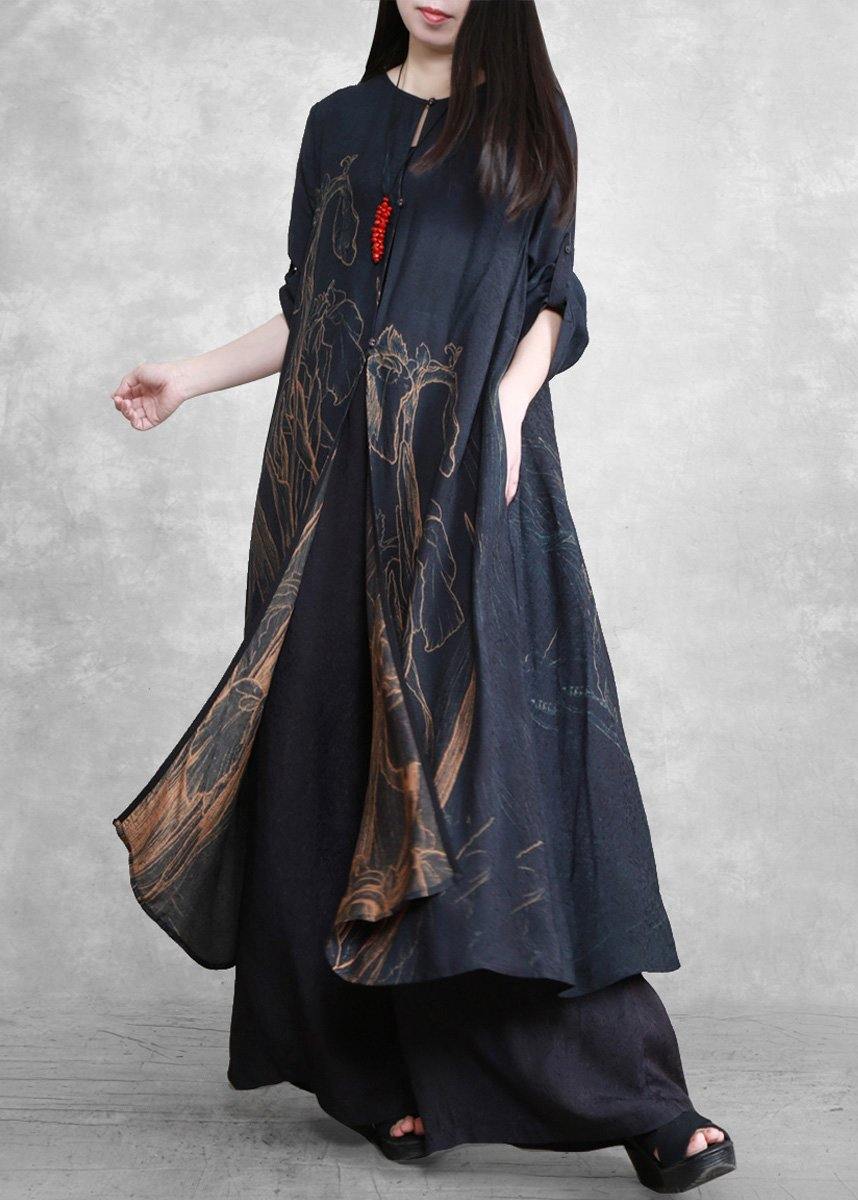 Retro Long Suit Silk Two Piece Set