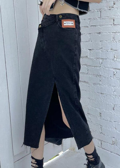 Black Summer High Waist Denim Skirts