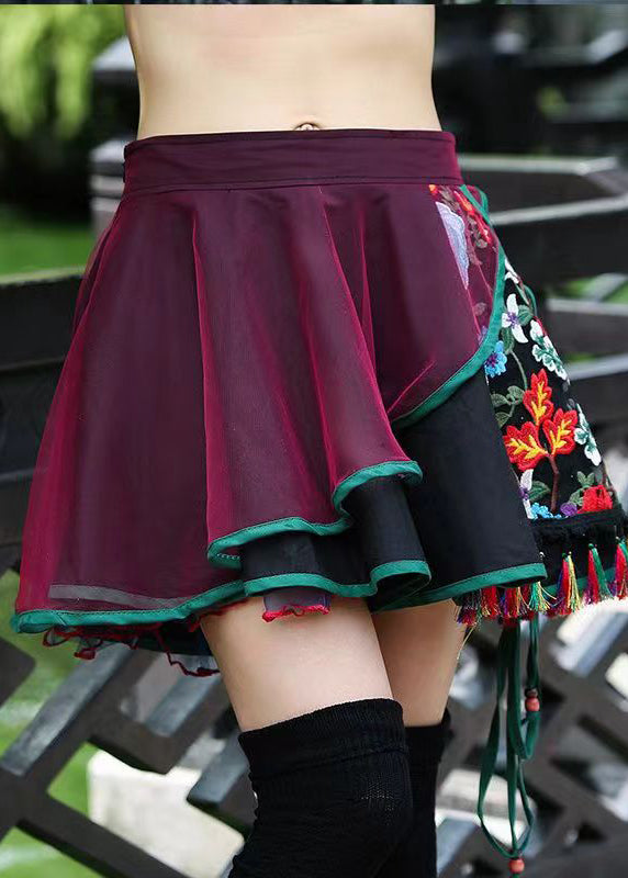 Embroidered Asymmetrical Tulle Short Skirts Summer